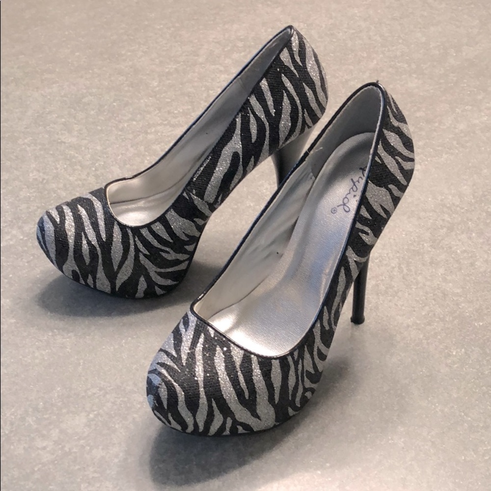 Black and Silver Glitter Stilettos